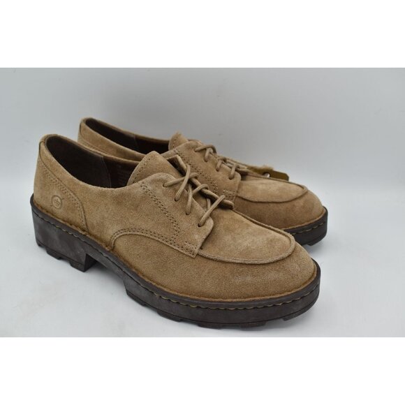 Born Womens Size 7 Corby Moc Toe Taupe Suede Lace Up Derby Shoes - Picture 3 of 13